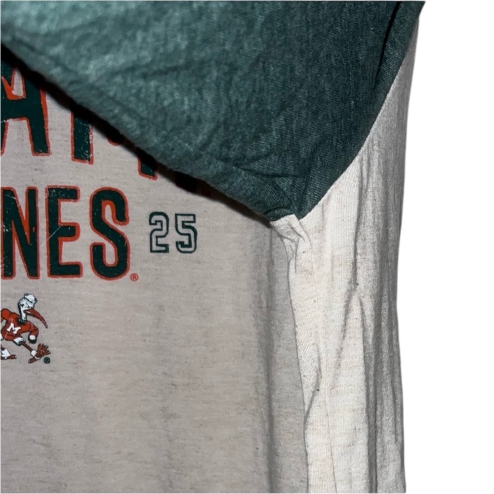 League Miami Canes Long Sleeve Tee – Green & Tan (XL) - Picture 8 of 14